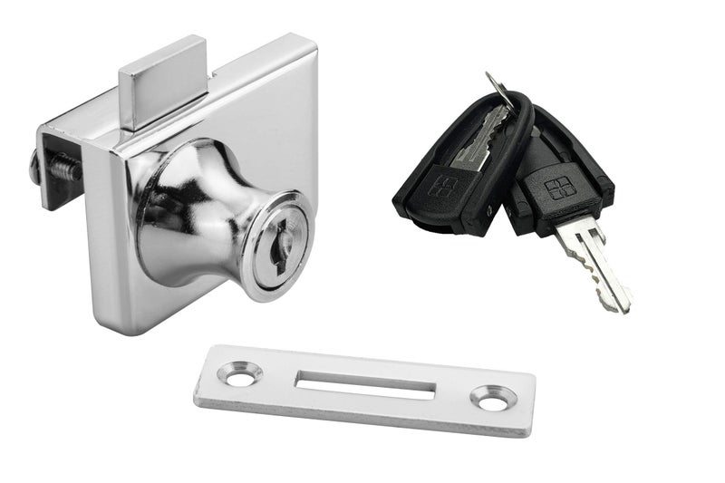 XIEHE Display Cabinet Lock Glass Showcase Lock 417 Double Glass Door Locker (1 Pcs, Chrome, keyed Different) - Image 1